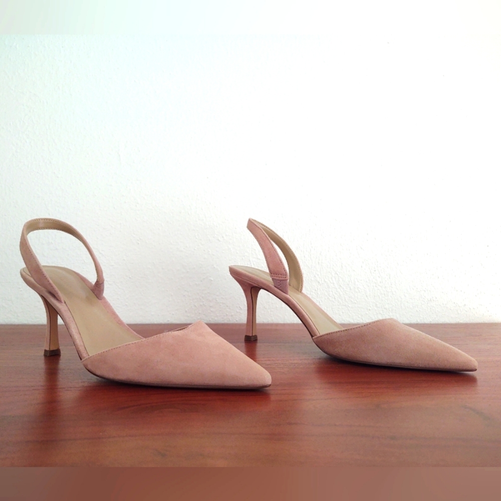 Ann Taylor Tan Kerry Suede Slingback Pumps